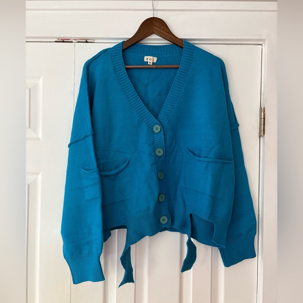 POL Teal Button-Up Women's Cardigan NWOT‎